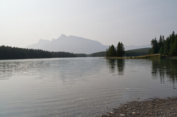 Two Jack Lake on a Smoky Day