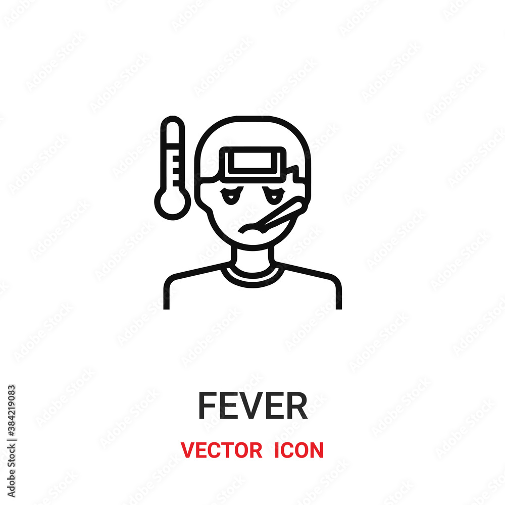 Poster fever icon vector symbol. fever symbol icon vector for your design. modern outline icon for your web