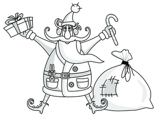Vector greyscale image of Santa Claus