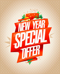 New year special offer, holiday sale vector banner design