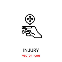 injury icon vector symbol. injury symbol icon vector for your design. Modern outline icon for your website and mobile app design.
