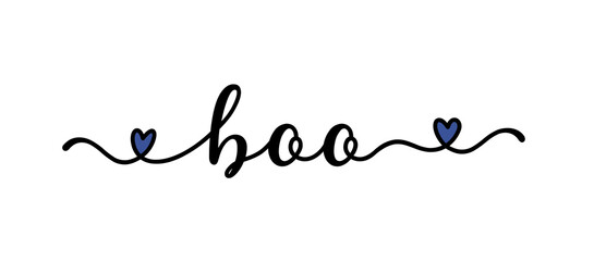 Hand sketched BOO word as banner. Lettering for poster, label, sticker, flyer, header, card, advertisement, announcement..
