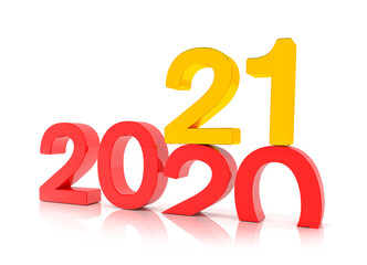 3d illustration - 2020 - 2021 - Silvester, Neujahr, Countdown, Jahreszahlen