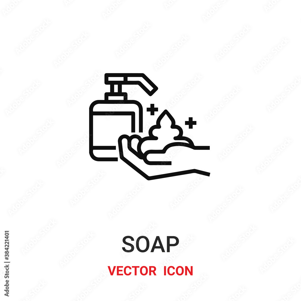 Poster soap icon vector symbol. soap symbol icon vector for your design. modern outline icon for your websi