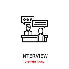 interview icon vector symbol. interview symbol icon vector for your design. Modern outline icon for your website and mobile app design.