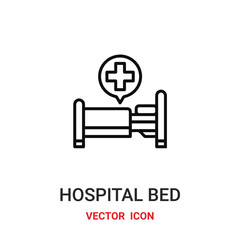 hospital bed icon vector symbol. hospital bed symbol icon vector for your design. Modern outline icon for your website and mobile app design.