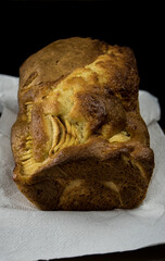 homemade sponge cake with apple slices