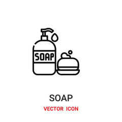 soap icon vector symbol. v symbol icon vector for your design. Modern outline icon for your website and mobile app design.