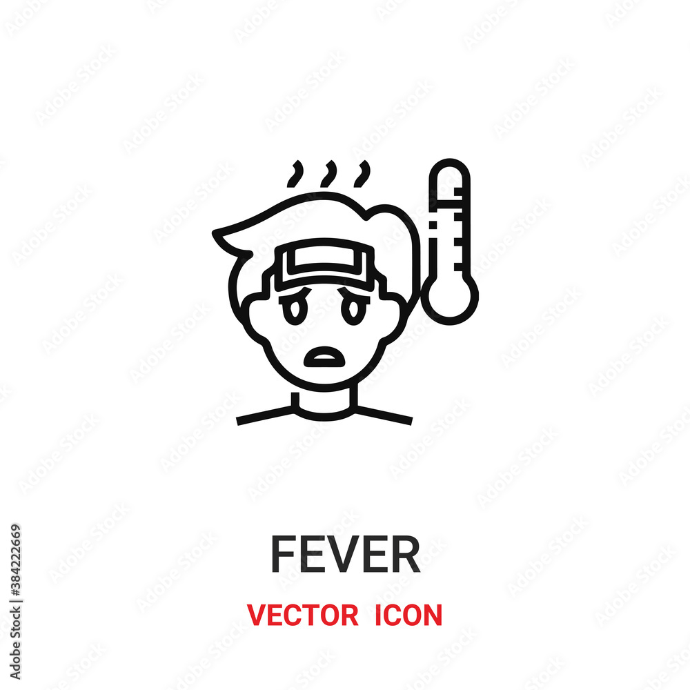Poster fever icon vector symbol. fever symbol icon vector for your design. modern outline icon for your web