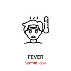fever icon vector symbol. fever symbol icon vector for your design. Modern outline icon for your website and mobile app design.