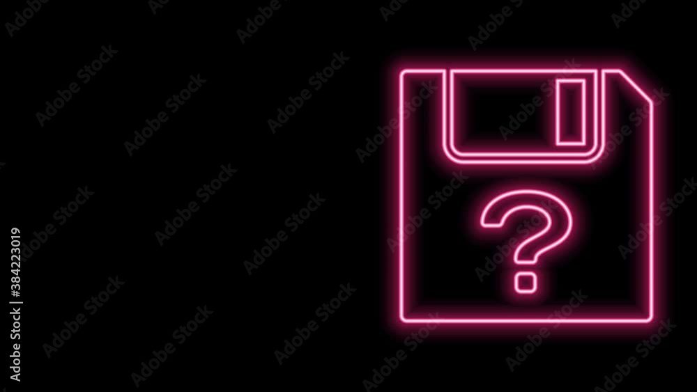 Poster glowing neon line unknown document icon isolated on black background. file with question mark. hold 