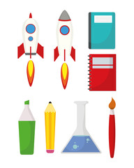 back to school season poster with set supplies