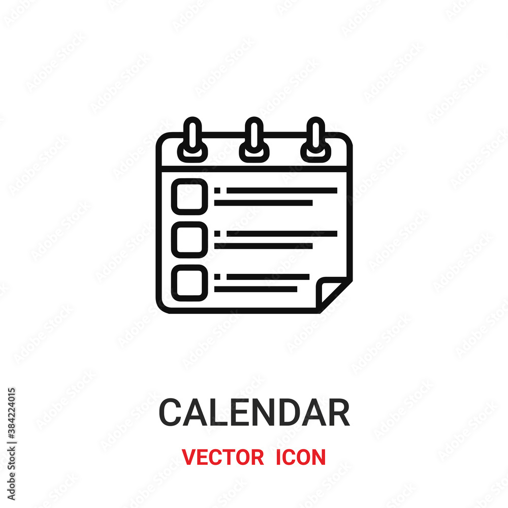 Poster calendar icon vector symbol. calendar symbol icon vector for your design. modern outline icon for yo