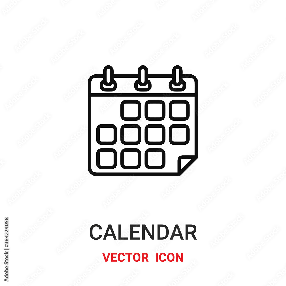 Poster calendar icon vector symbol. calendar symbol icon vector for your design. modern outline icon for yo