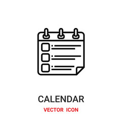 calendar icon vector symbol. calendar symbol icon vector for your design. Modern outline icon for your website and mobile app design.