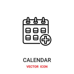 calendar icon vector symbol. calendar symbol icon vector for your design. Modern outline icon for your website and mobile app design.