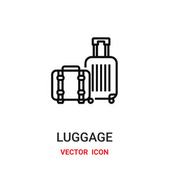 luggage icon vector symbol. luggage symbol icon vector for your design. Modern outline icon for your website and mobile app design.