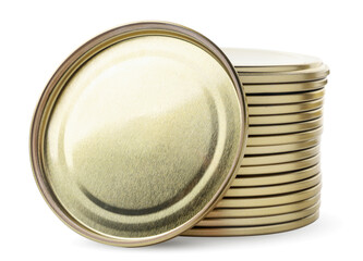 Lids for preservation stack on a white background. Isolated