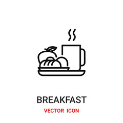 Breakfast vector icon. Modern, simple flat vector illustration for website or mobile app.Tea and breakfast plate symbol, logo illustration. Pixel perfect vector graphics	