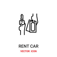 rent car icon vector symbol. rent car symbol icon vector for your design. Modern outline icon for your website and mobile app design.