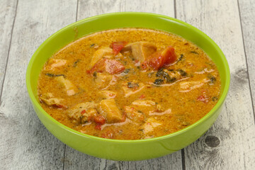 Traditional thai curry chicken soup