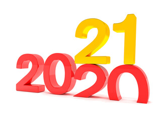 3d illustration - 2020 - 2021 - Silvester, Neujahr, Countdown, Jahreszahlen