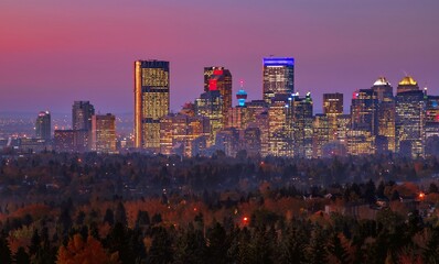 Warm Sunrise Over Downtown Calgary