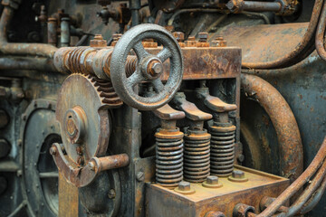 rusty worm gear on an historic engine