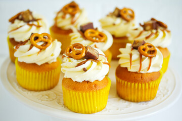 Cupcakes with butter cream and caramel.