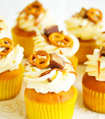 Cupcakes with butter cream and caramel.