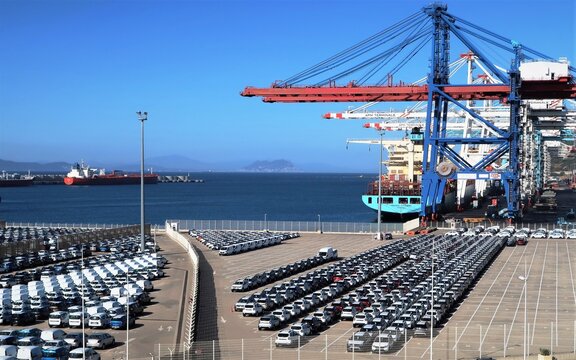 Cars for export in the port of Tanger, Maroc
