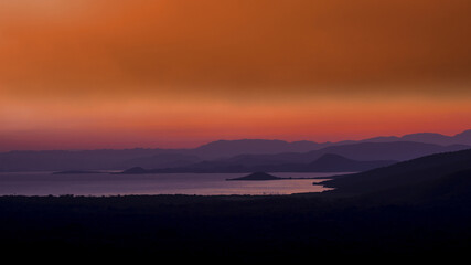 Fototapeta premium Abaya Lake in Nechisar National Park in Ethiopia at dawn.