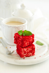 Home sweetness, sufa bird milk with crumb red velvet, mapshmellou.