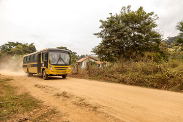 Fototapeta na wymiar School bus for students living in the rural area of the city of Guarani, state of Minas Gerais, Brazil.