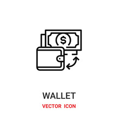 Wallet vector icon . Modern, simple flat vector illustration for website or mobile app.Money or dollar symbol, logo illustration. Pixel perfect vector graphics