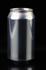Beverage can on a black background