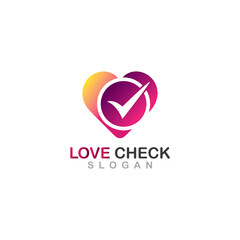 Love Check combination Logo Symbol Design concept Illustration