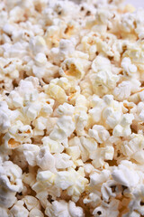 Popcorn background top view close up