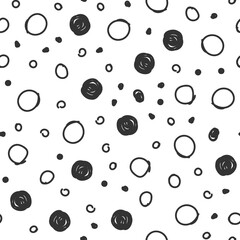 Dots seamless pattern. Hand drawn circles background texture.