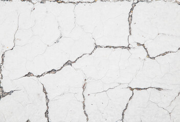 background of white cracked concrete wall close-up