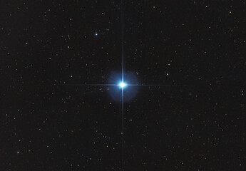 Closeup of the famous star α Lyrae or also known as Vega in Lyra constellation, taken with my telescope. It is the one of brightest in the skies.
