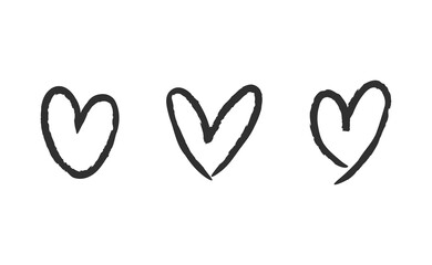 Hand drawn hearts, love icon symbols. Heart doodles. Hand drawn valentine's day design.