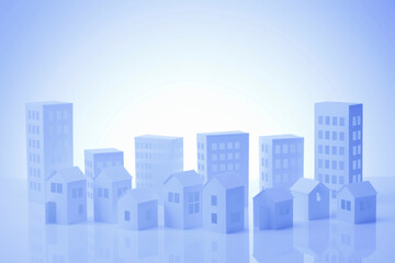 Obraz premium ペーパークラフトの家とビル