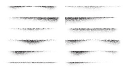 A set of stipple gradient shadow from paper sheet, various stipple hatching technique shadow effects, dot hatching or halftone gradient overlay shadows of edge of flat object - obrazy, fototapety, plakaty