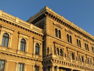 Obraz premium Old ornate university building detail at the Danube bank in Budapest, Hungary