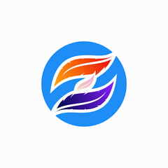 letter Z logo and feather concept, colorful design illustration