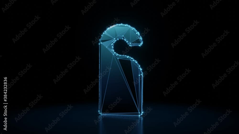 Poster 3d rendering 4k fly through wireframe neon glowing symbol of do not disturb label with bright dots o