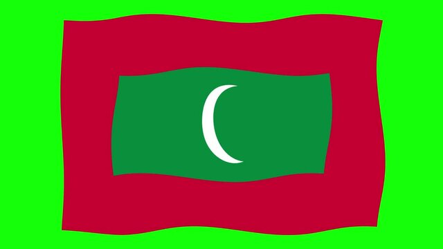 Maldives Flag Waving and Flutter Green Screen Background Animation