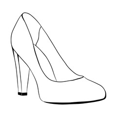 High-heeled shoes. Hand drawn vector illustration, isolated on a white background.