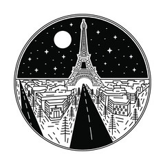 eiffel tower schene badge design